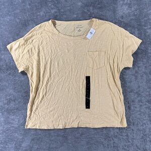 Banana Republic Malibu Slub Pocket Pastel Yellow Crewneck Layering Basic